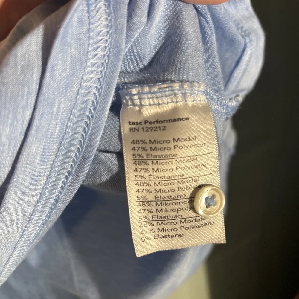 TASC Performance Men's Size X-Large XL Blue Stretchy S/S 3 Button Polo Shirt - Picture 4 of 6